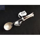 SILVER DESIGNER SPOON CHESTER 1913-14 AND A ROLEX SPOON