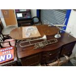 DINING TABLE, 6 CHAIRS AND SIDEBOARD