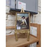 SMALL GOLD GILT EASEL AND PICTURE