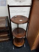 ANTIQUE FOLDING WOODEN CAKE STAND