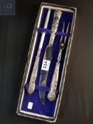 SILVER HANDLED CARVING SET BOXED