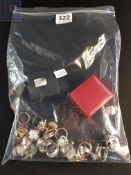 BAG LOT OF SILVER AND DRESS RINGS