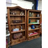 PAIR OF PINE OPEN BOOKSHELVES