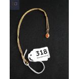 14 CARAT GOLD NECKLACE WITH 14 CARAT GOLD & CORAL FOB