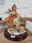 CAPODIMONTE FIGURE ON WOODEN BASE