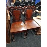 PAIR OF VICTORIAN HALL CHAIRS