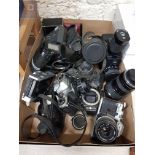 BOX OF VINTAGE CAMERAS