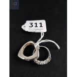 SILVER AND CZ DRESS RING AND 1 OTHER SILVER STONE SET RING
