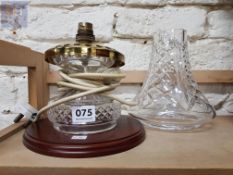 WATERFORD CRYSTAL LAMP ON WOODEN BASE