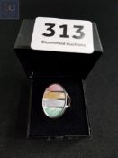 LARGE SILVER MOTHER OF PEARL RING