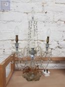VICTORIAN GLASS CANDLELABRA WITH GLASS DROPS