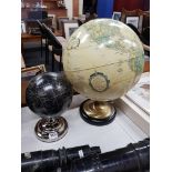 2 WORLD GLOBES ON STAND