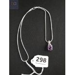 SILVER AMETHYST AND CRYSTAL PENDANT ON SILVER CHAIN