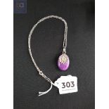 SILVER PURPLE AGATE PENDANT AND CHAIN