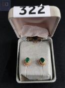 PAIR OF 9 CARAT GOLD AND EMERALD EARRINGS