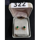 PAIR OF 9 CARAT GOLD AND EMERALD EARRINGS