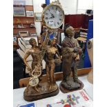 INDIAN FIGURE AND CLOCK FIGURE