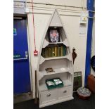 BOAT SHAPED BOOKSHELVES AND COMBINED CABINET