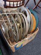 LARGE BOX LOT OF FILM CANS AND REELS