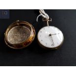 SUPERB GEORGIAN TORTOISESHELL CASED WATCH WITH ORIGINAL KEY, MOVEMENT COMPLETE, WATCH TICKING BUT