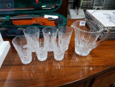 6 WATERFORD CRYSTAL GLASSES AND MATCHING JUG