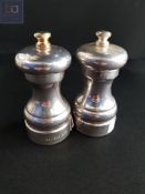 SOLID SILVER SALT AND PEPPER GRINDERS BOTH BIRMINGHAM AND MADE BY LRW