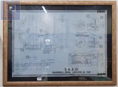 ORIGINAL BLUE PRINT PLAN FRAMED