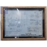 ORIGINAL BLUE PRINT PLAN FRAMED