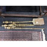 GOOD HEAVY ORNATE BRASS FIRE IRONS