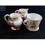 2 MINATURE SPODE JUGS AND MINATURE ROYAL WORLER MUG