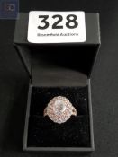 SILVER CZ AND PINK SAPPHIRE DRESS RING