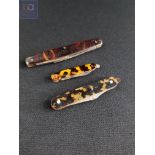 3 ANTIQUE TORTOISESHELL PENKNIVES