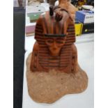 LARGE HAND CARVED EGYPTIAN PHARAOH