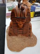 LARGE HAND CARVED EGYPTIAN PHARAOH