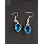 PAIR OF SILVER AND BLUE TOPAZ EARRINGS