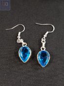 PAIR OF SILVER AND BLUE TOPAZ EARRINGS