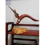 HAND CARVED BIRD ON STAND
