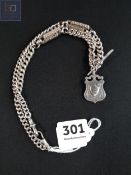 ANTIQUE SILVER WATCH/ALBERT CHAIN WITH SHIELD FOB