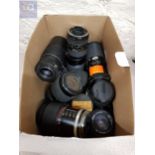 BOX OF CAMERA LENSES