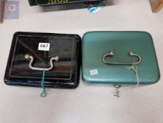 2 OLD INDUSTRIAL CASH BOXES WITH KEYS