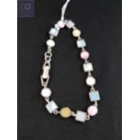 SILVER AND MIXED COLOUR MOTHER OF PEARL BRACELET