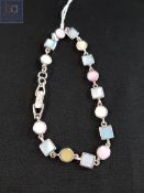 SILVER AND MIXED COLOUR MOTHER OF PEARL BRACELET