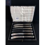 BOX OF SILVER HANDLED KNIVES