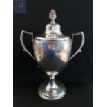 IRISH SILVER TWIN HANDLED TROPHY 13" HIGH HALLMARKED DUBLIN 1816 BY JAMES LE BASS (1158g approx)