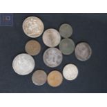 BAG OF VICTORIAN AND GEORGIAN COINS TO INCLUDE CROWNS