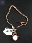 9 CARAT GOLD ALBERT CHAIN WITH 9 CARAT (TESTS TO) LOCKET/SWIVEL FOB TOTAL 46.3G
