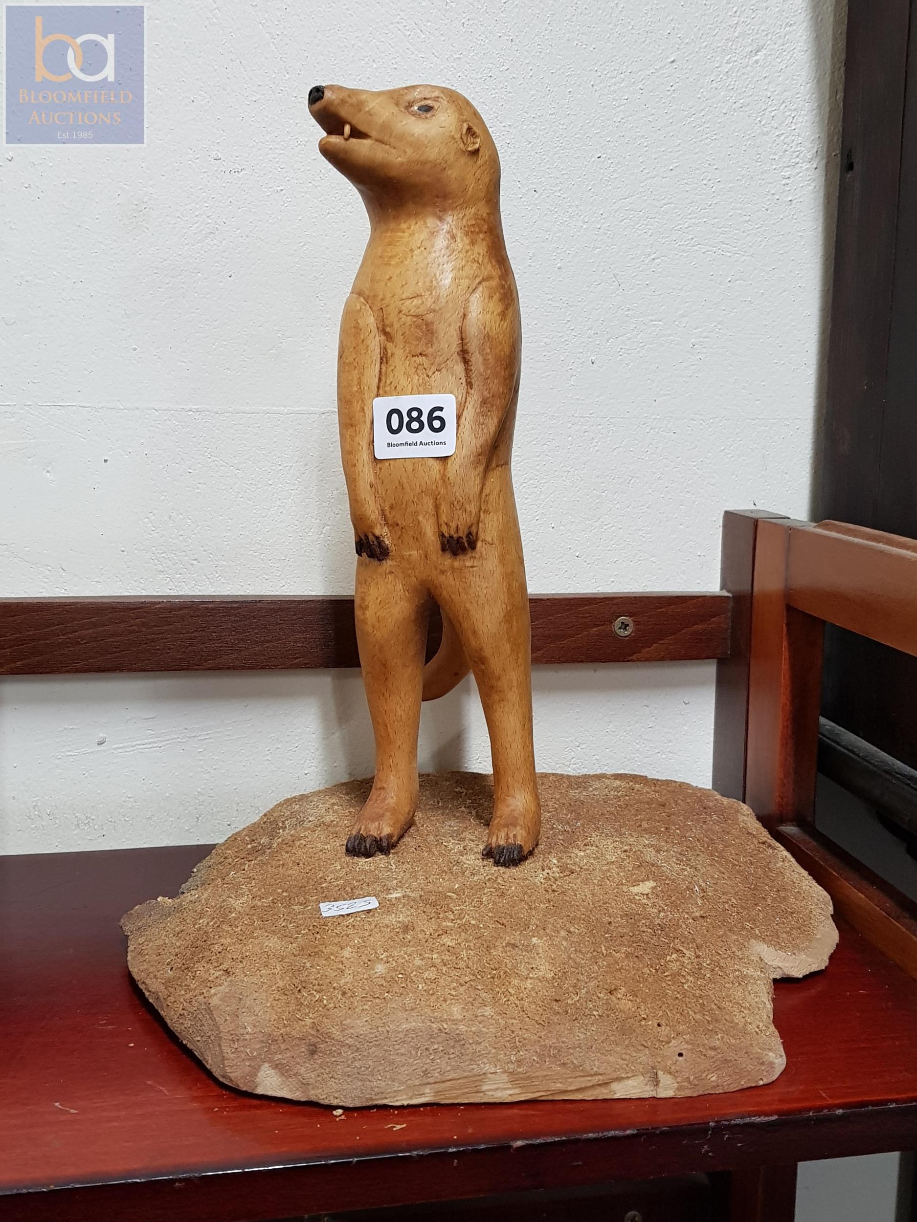 HAND CARVED WOODEN MEERKAT