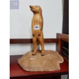 HAND CARVED WOODEN MEERKAT