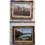 PAIR OF GILT FRAMED OIL LANDSCAPES J.MCDONALD