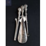 SILVER HANDLED SHOE HORN, BUTTON HOOK AND GLOVE STRETCHER